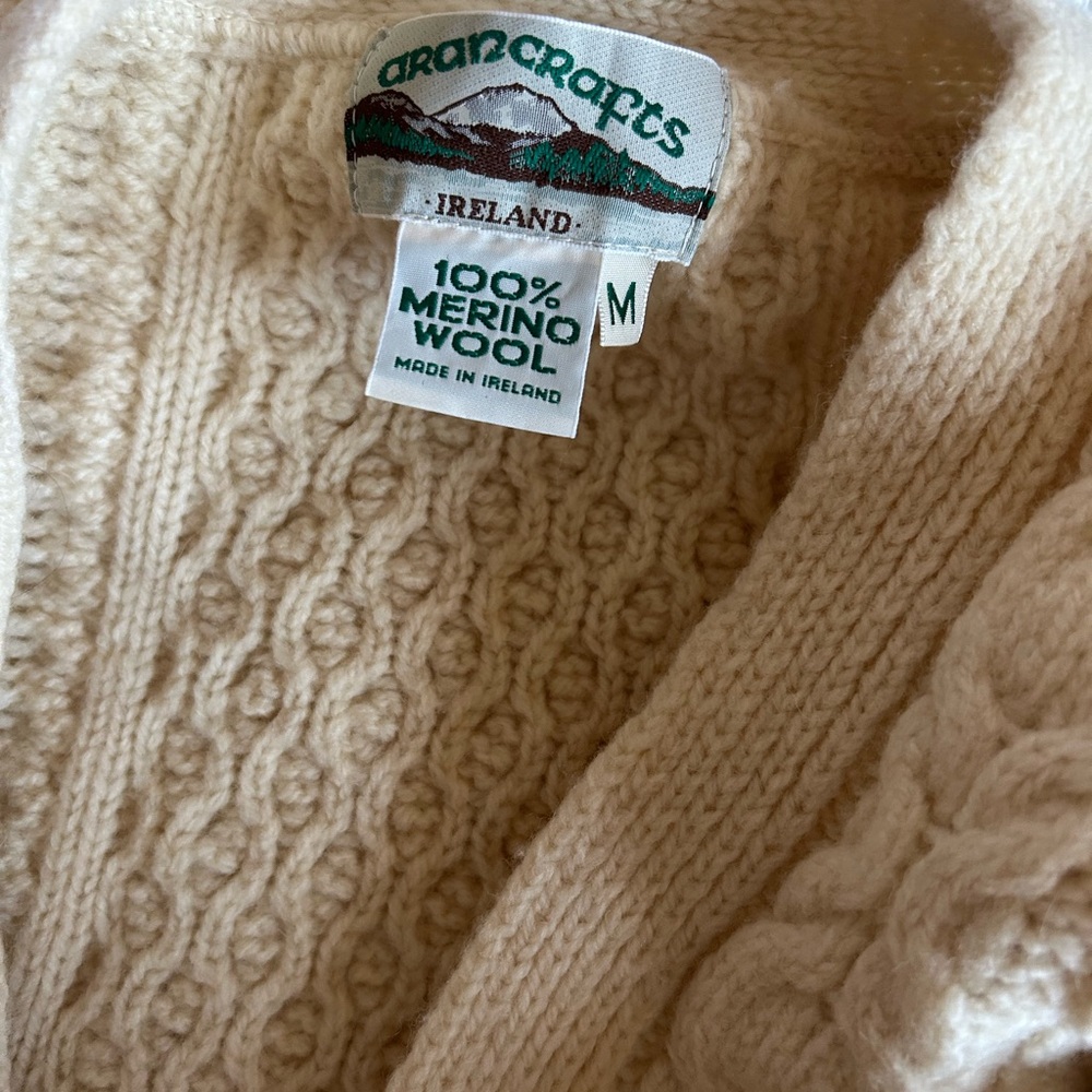 BUNDLE Aran Crafts 100% wool sweaters - Cream, Pink, and Brown Pierre Cardin - Picture 5 of 7